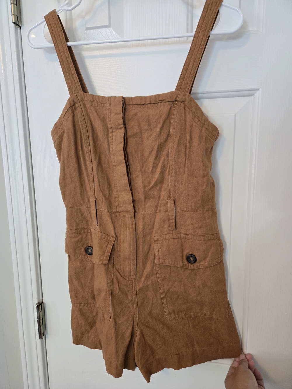 Habitual Brown Button-Front Utility Linen Romper Size XS